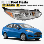 Halogen Headlight with Bulb for Ford Fiesta (2014–2018) Right Passenger Side