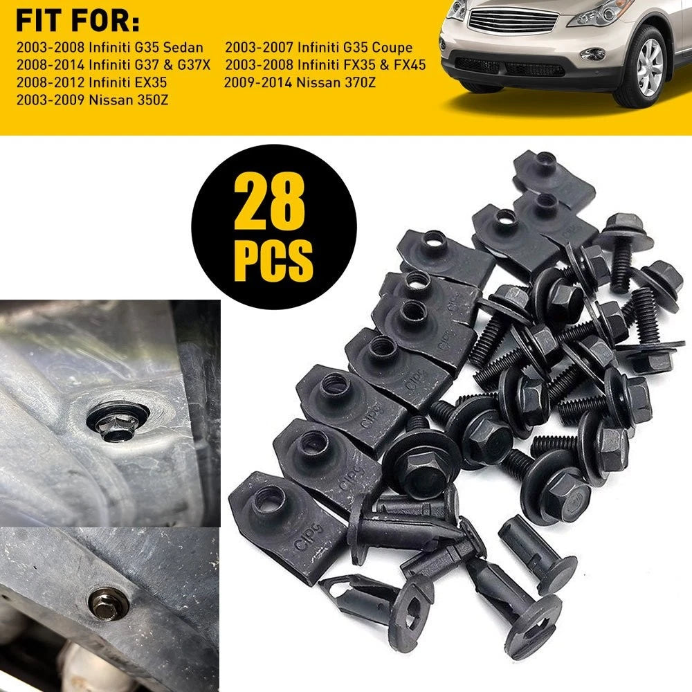 Set of 28 Car Engine Splash Shield Bolts
