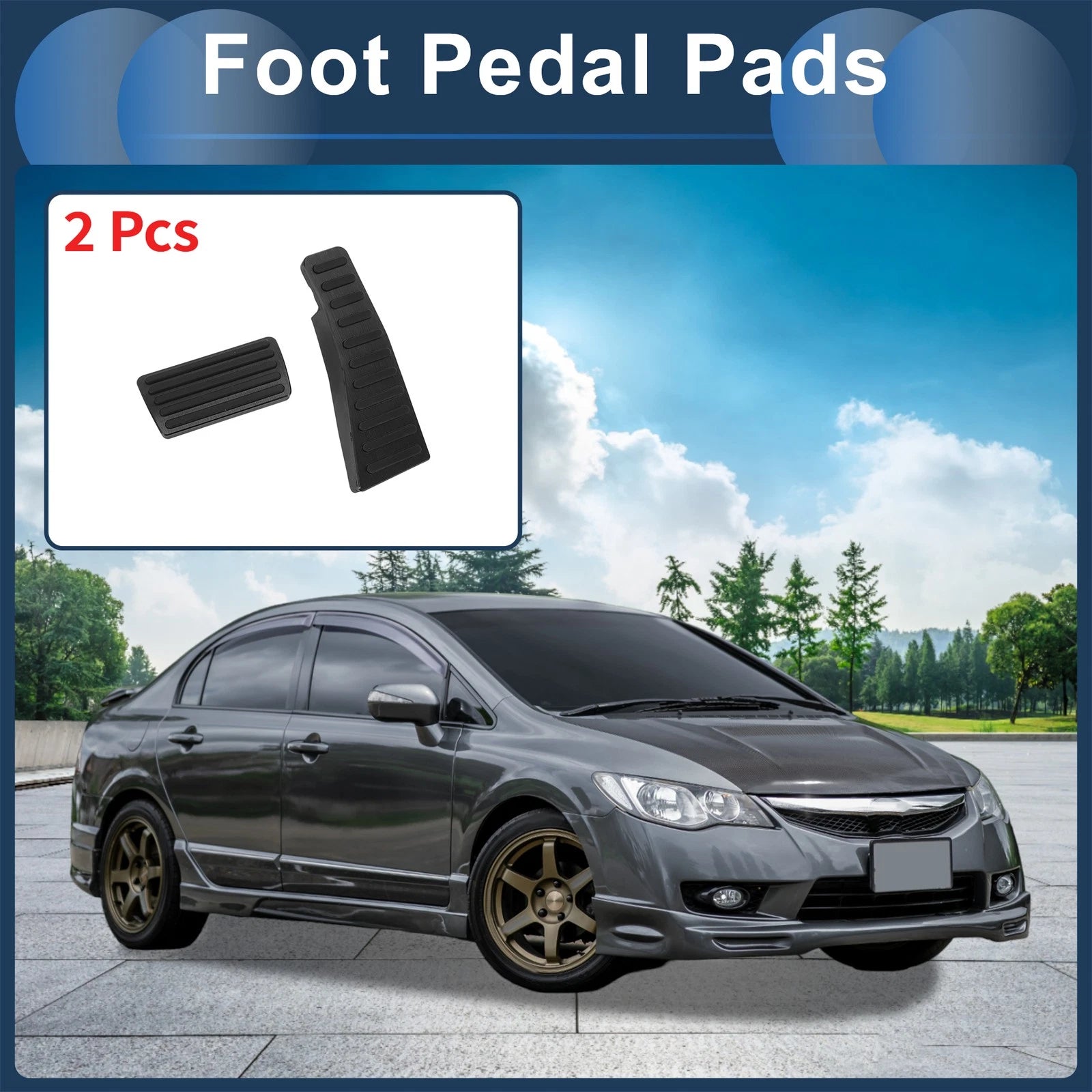 2X Foot Accelerator Pedal Covers for Honda Civic (2006–2009) Black