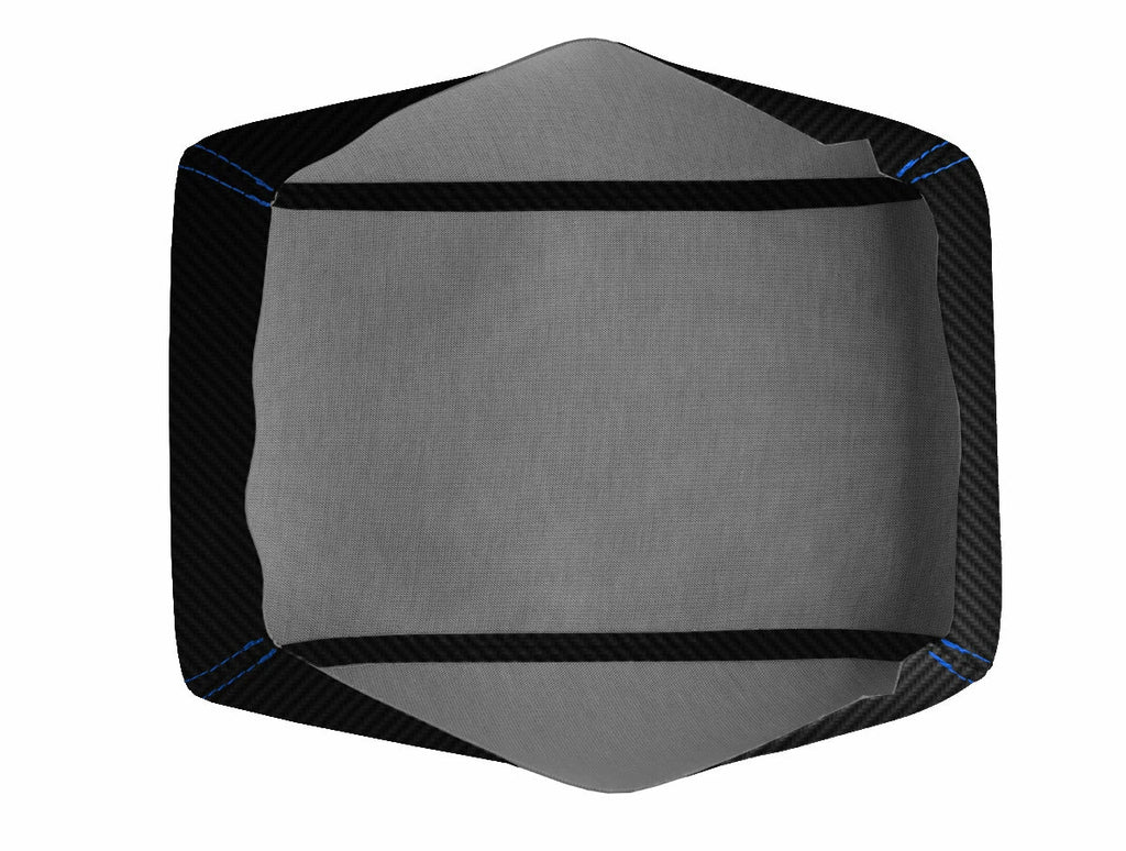 Console Lid Armrest Cover for Dodge Challenger (2008–2014) Carbon Fiber Blue Stitch