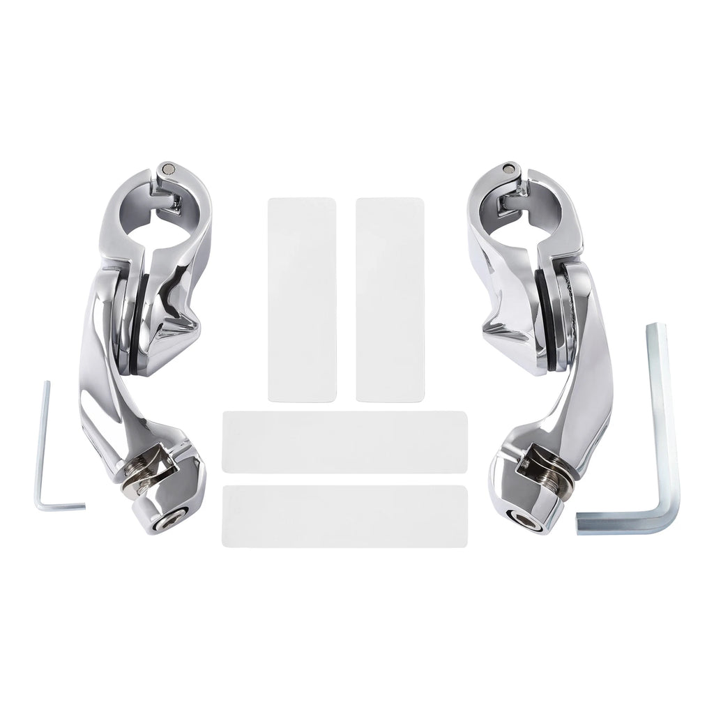 1 1/4" Chrome Adjustable Highway Short Angled Foot Pegs Mount Kit for Harley