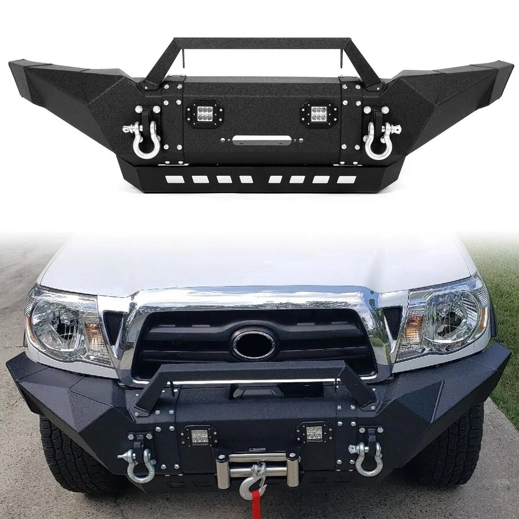 Front Bumper for Toyota Tacoma (2005–2015) w/Winch Plate, D-Rings, LED