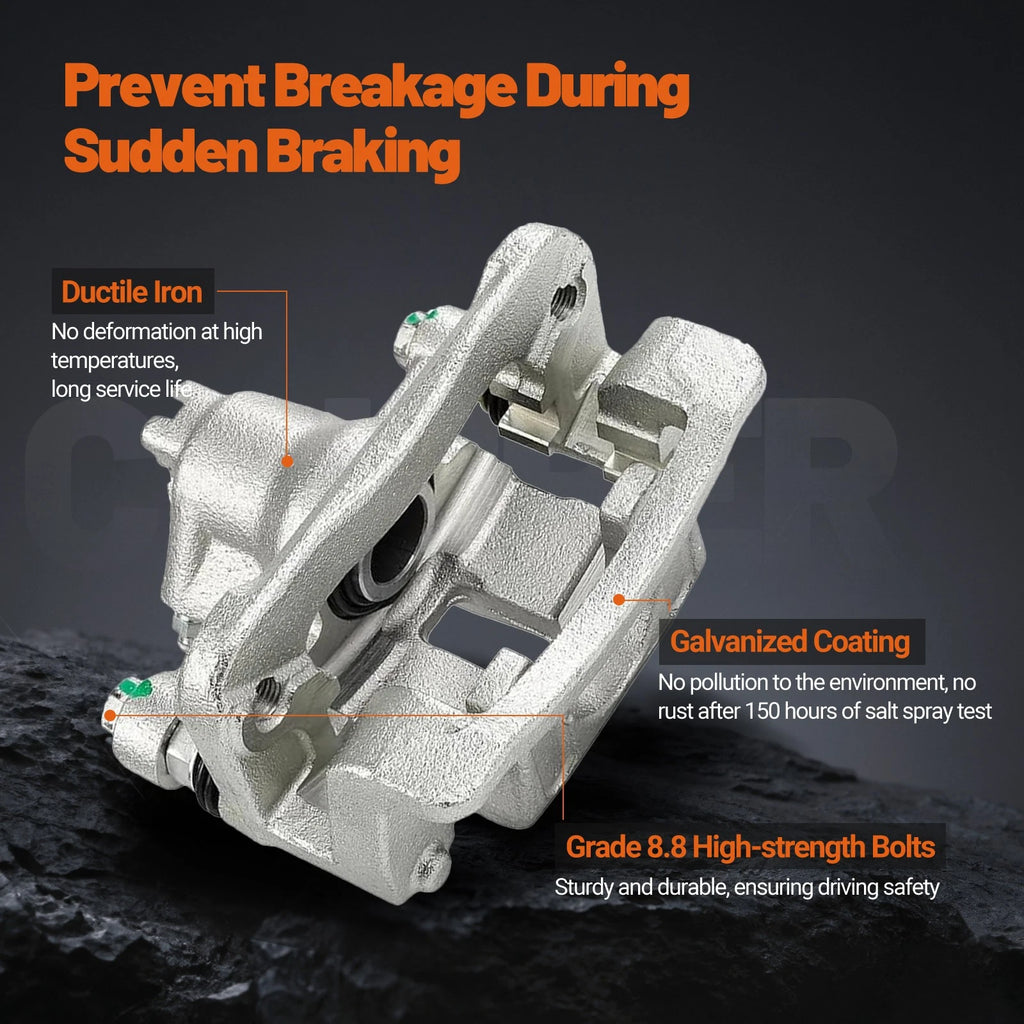 2X Rear Brake Calipers with Bracket for Hyundai Accent (2012–2017) & Kia Forte (2010–2018)