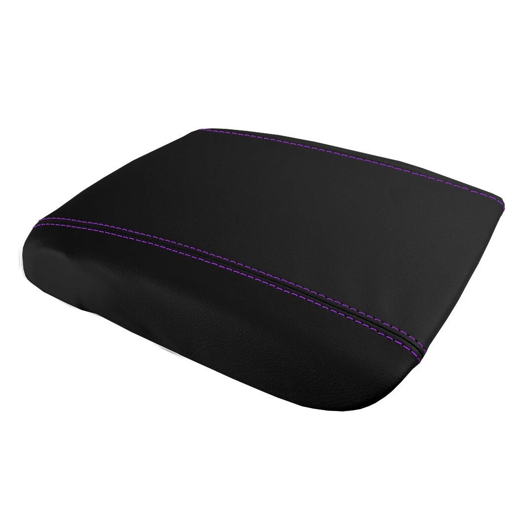 Leather Console Armrest Cover for Cadillac Escalade (2002–2006) Purple Stitch