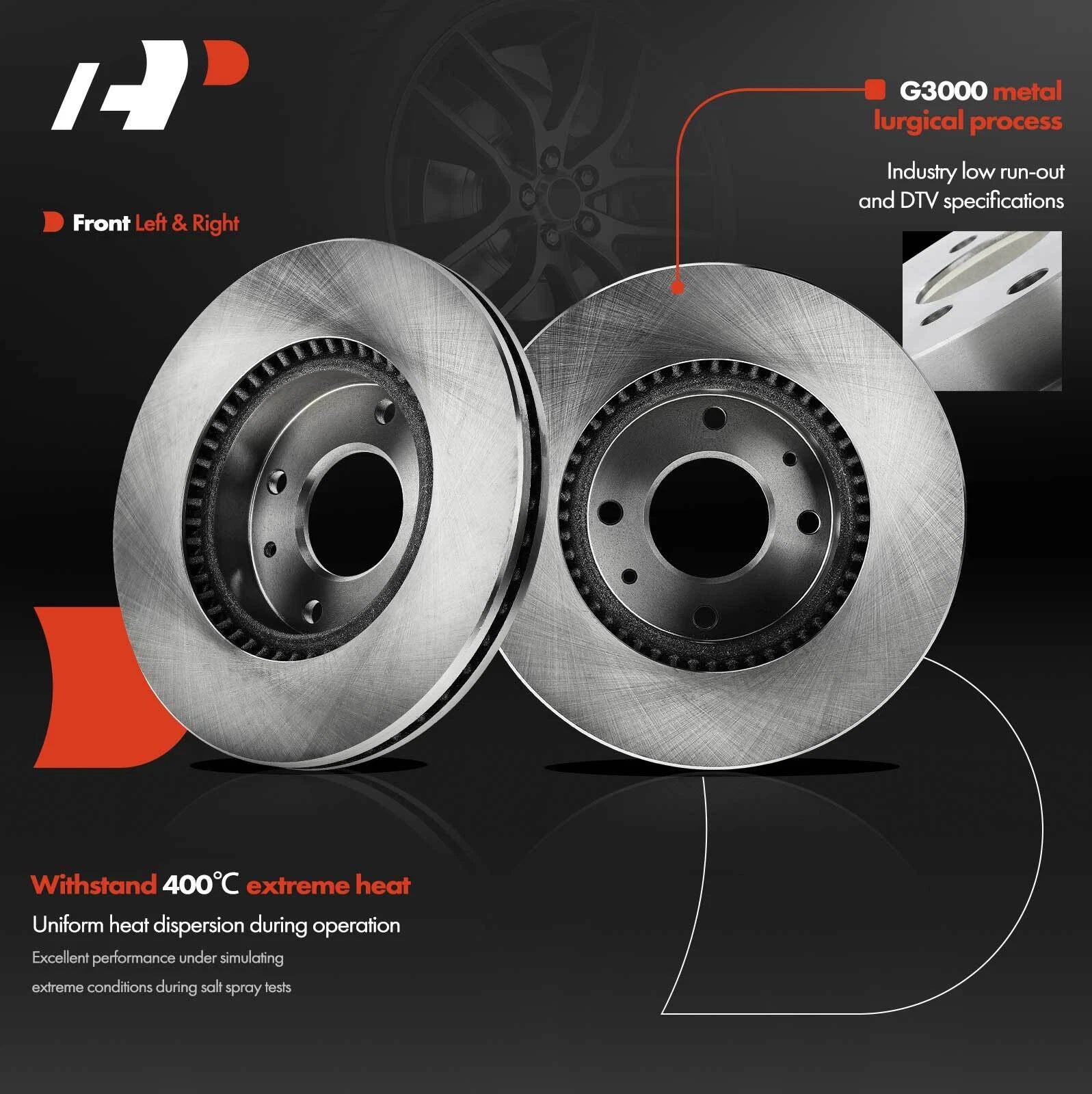 Front Disc Brake Rotors for Hyundai Sonata, Kia Magentis, Optima (2004–2005)