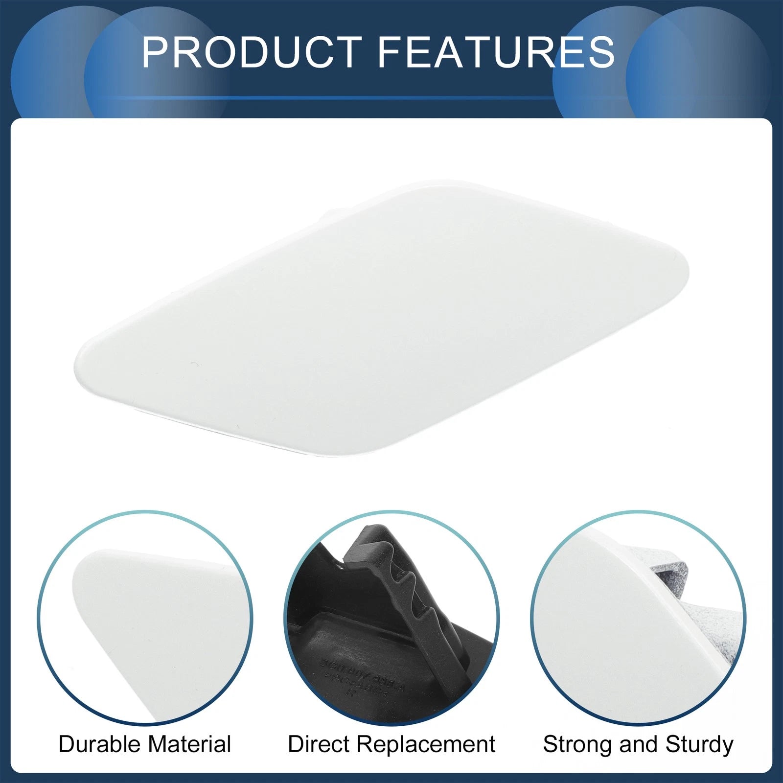 Front Right Washer Nozzle Cover Cap for Volkswagen Passat B8 (2015–2022) White