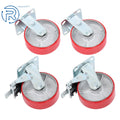 Set of 4 Red PU 6-Inch Casters for Universal Use (360° Rotation)