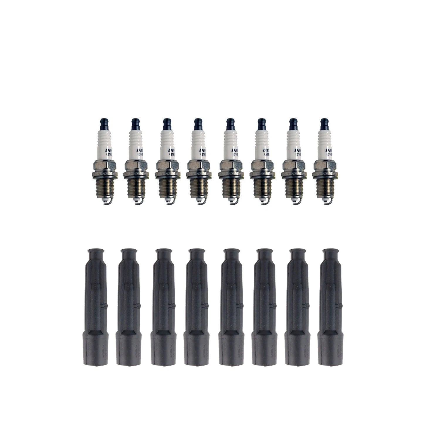 Set of 8 Denso U-Groove Spark Plugs & NGK Coil Boots for W140 E420 S420 SL500