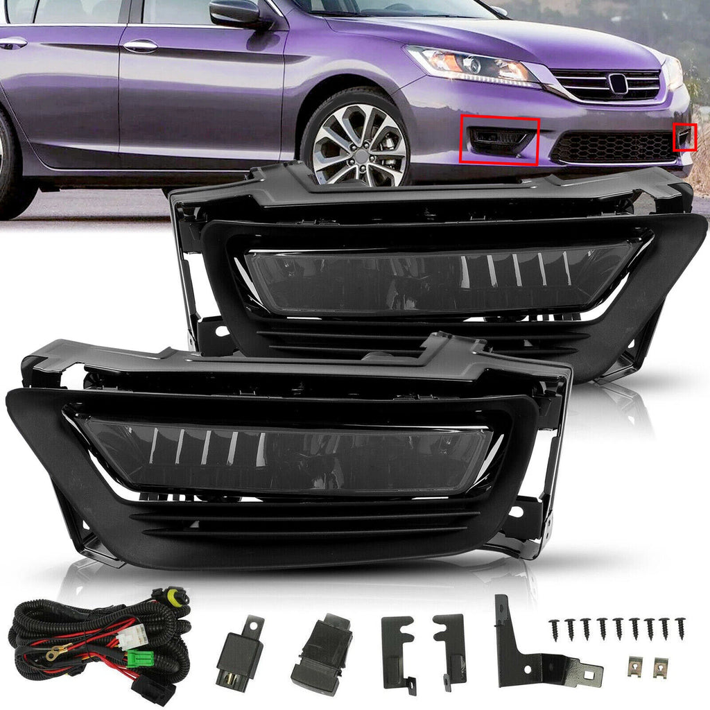 Pair Front Bumper Fog Lights Lamps with Bulbs for Honda Accord Sedan (2013–2015)