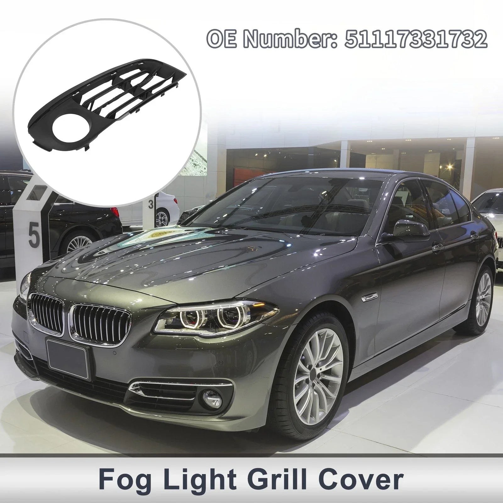 1 x Front Right Fog Light Grill for BMW 528i Black (2014 - 2016)
