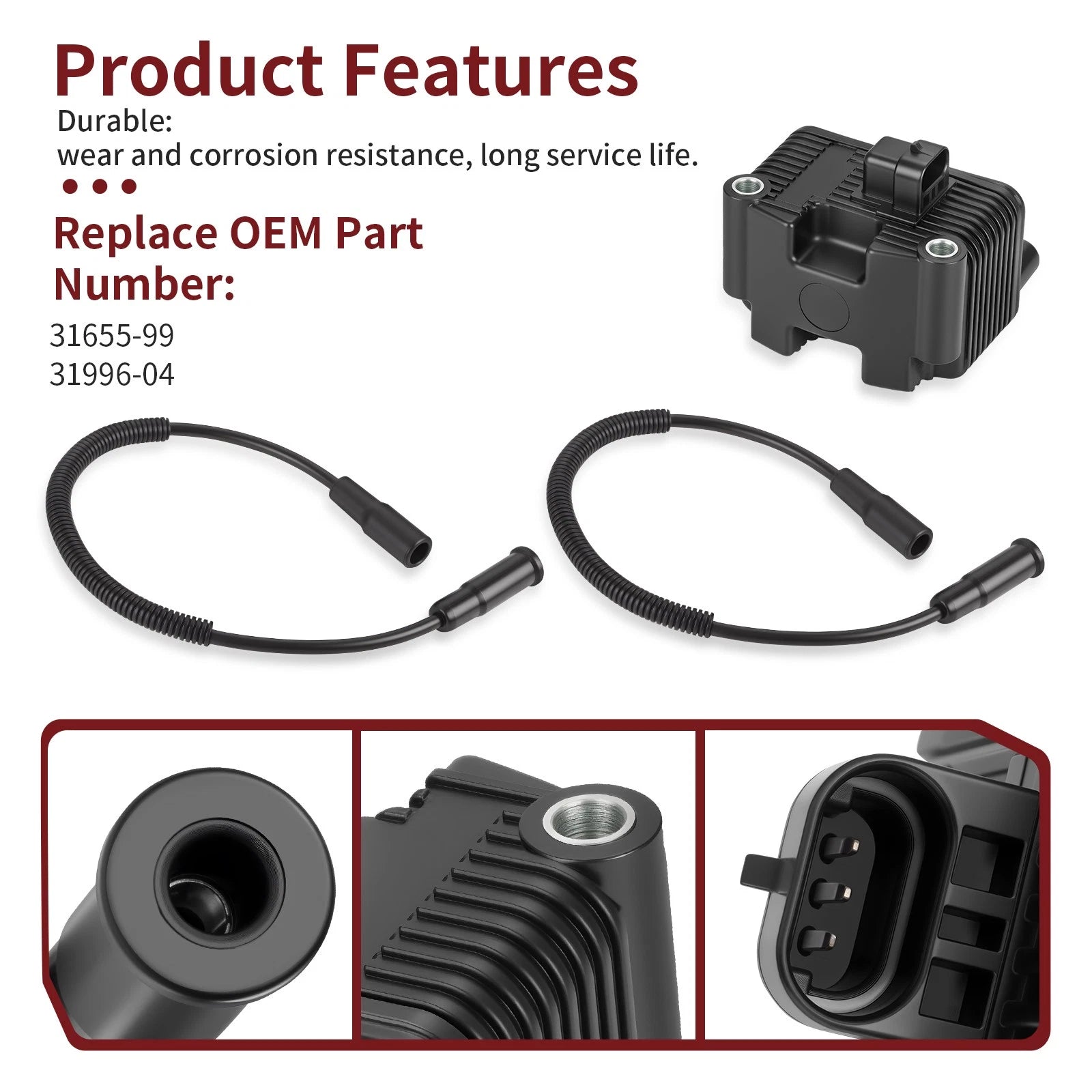 0.5 Ohm Ignition Coil & Spark Plug Cable for Sportster 1200 (2004–2006) 31655-99