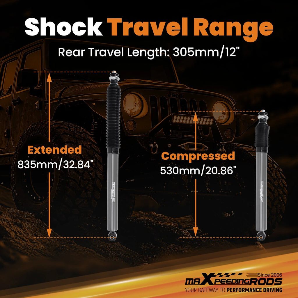 Set of 4 Lift Rear Shock Absorbers for Toyota Tundra (2007–2021) Nitrogen Charged