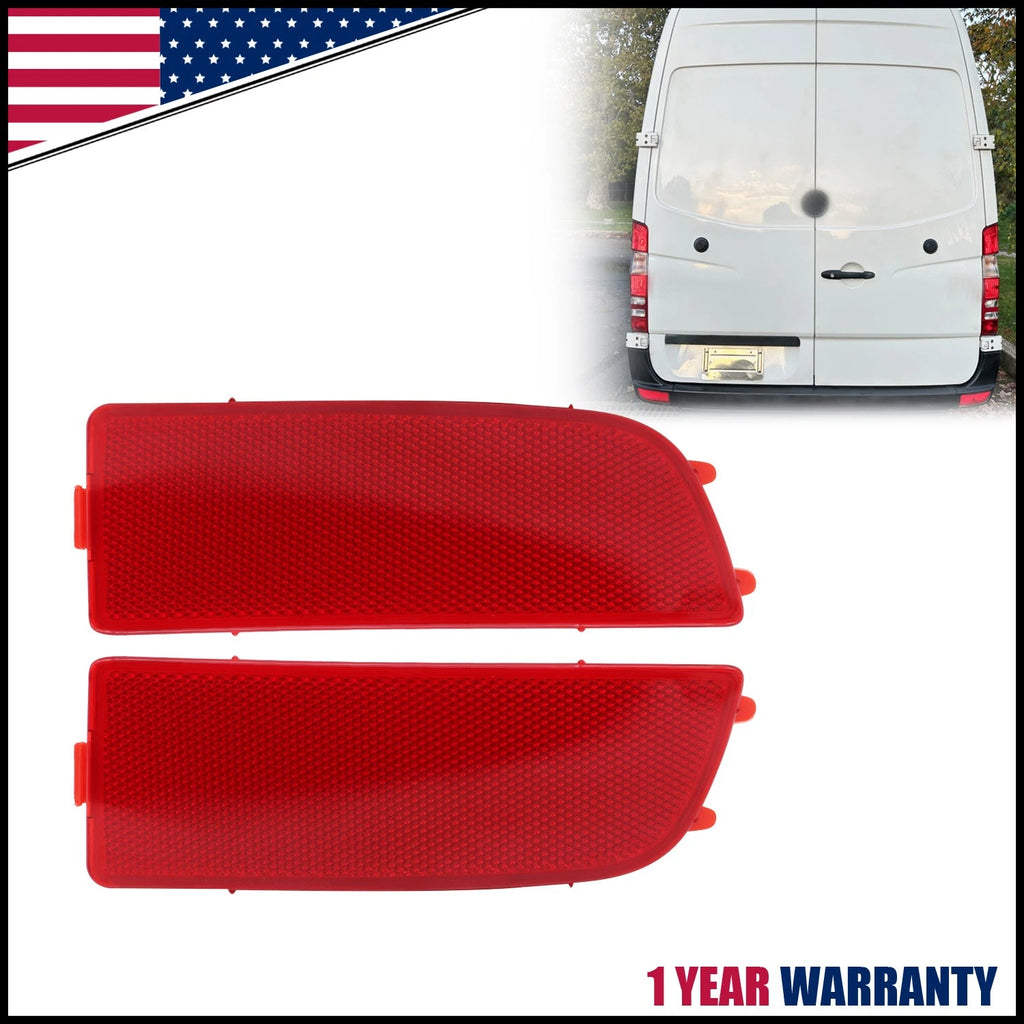 2X Rear Bumper Reflector Red Lens Light for Mercedes Benz Sprinter 3500 (2010–2018)