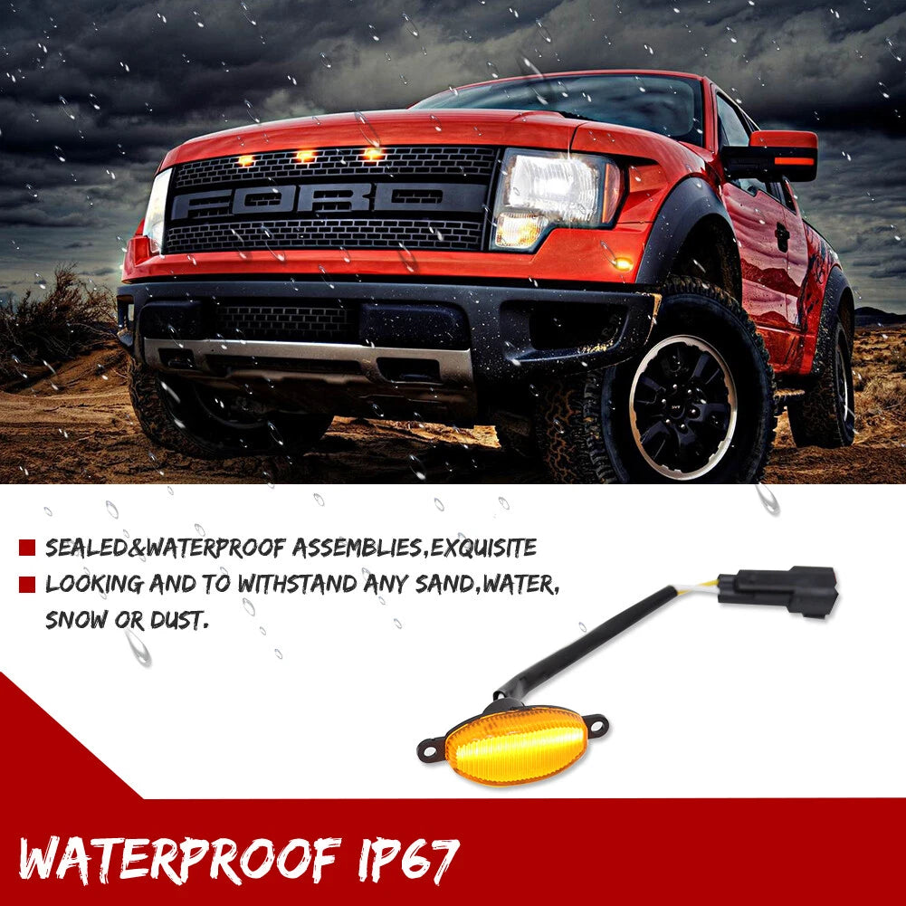 Set of 3 LED Front Grille DRL Marker Lights for Ford Raptor F150 (2010–2014)