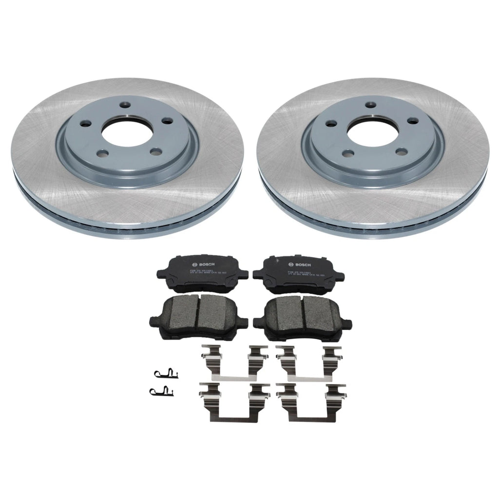 Front Rotors & Bosch QuietCast Ceramic Brake Pads Kit for G6 Malibu Aura (2005–2010)