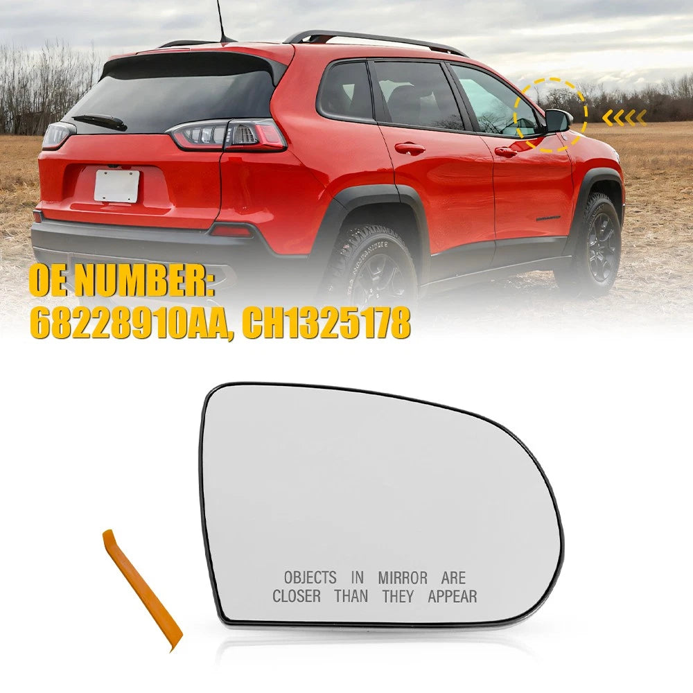 RH Right Side Mirror Glass Non-Heated 68228910AA for Jeep Cherokee (2014–2023)