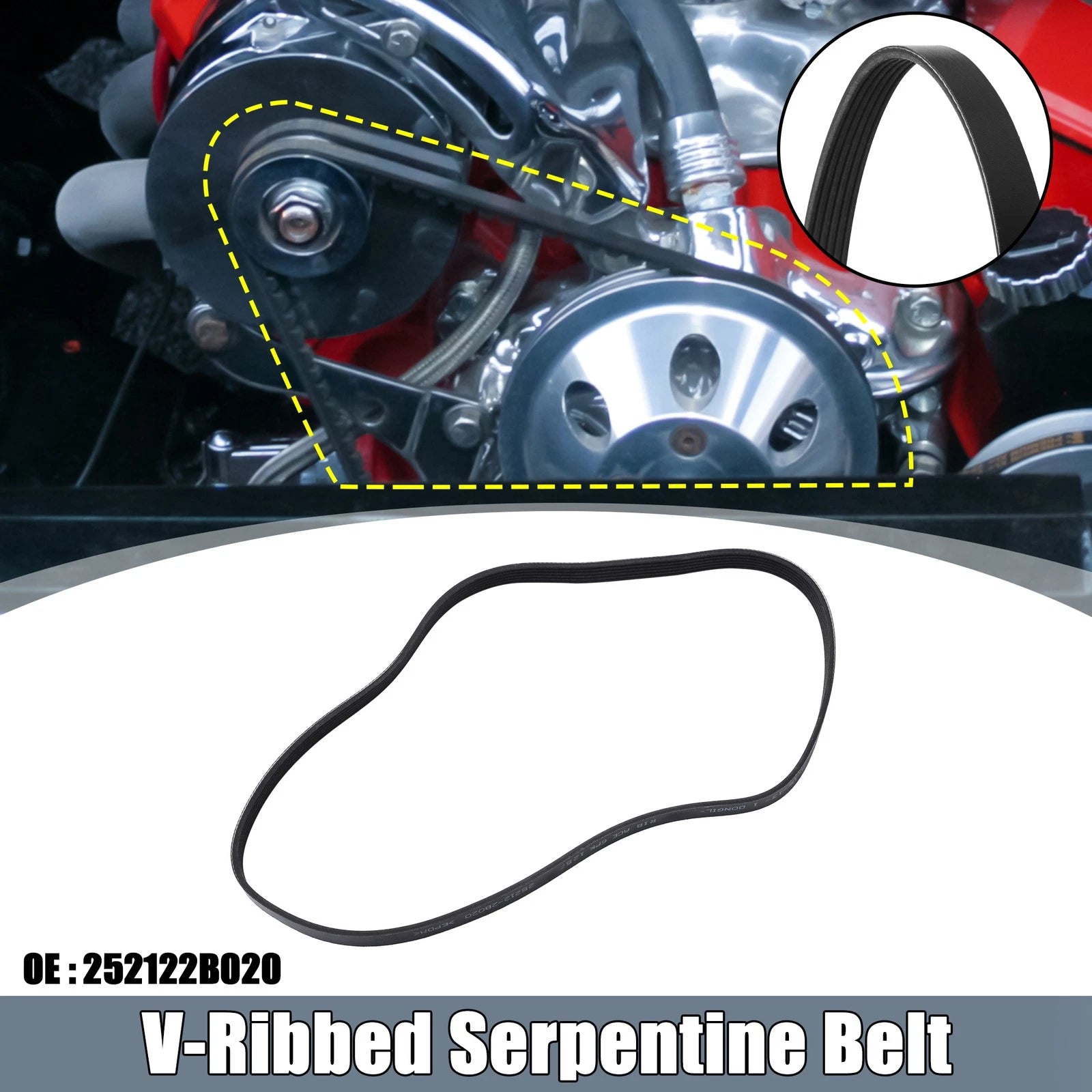 V-Ribbed Serpentine Drive Belt No. 252122B020 for Hyundai Accent (2012–2019)