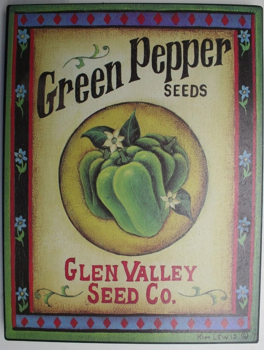 Iron Tin Metal Sign for Home Kitchen Decor (Green Pepper Seed)