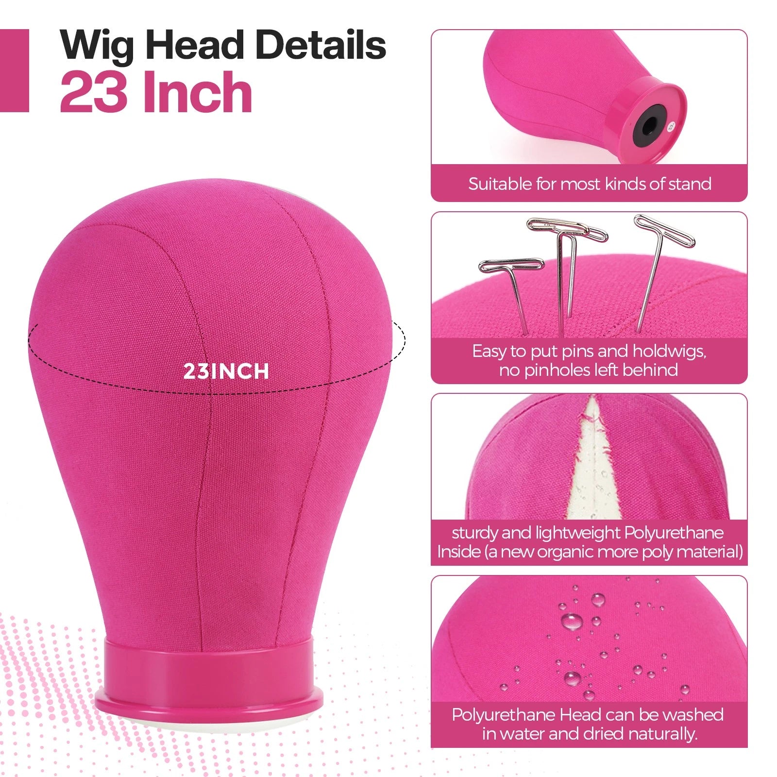 23 Inch Canvas Mannequin Head with Stand for DIY Wig Making Display