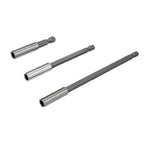 3PC Screw Bit Extension Rods for Quick Change (14 Inch, 75mm, 100mm, 150mm)