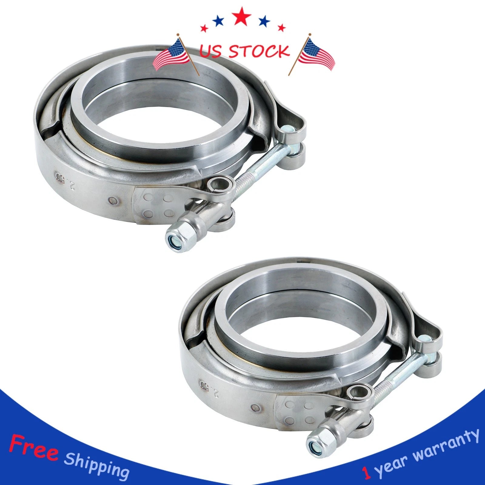 Set of 2 V Band Bolt Clamps for Turbo Exhaust