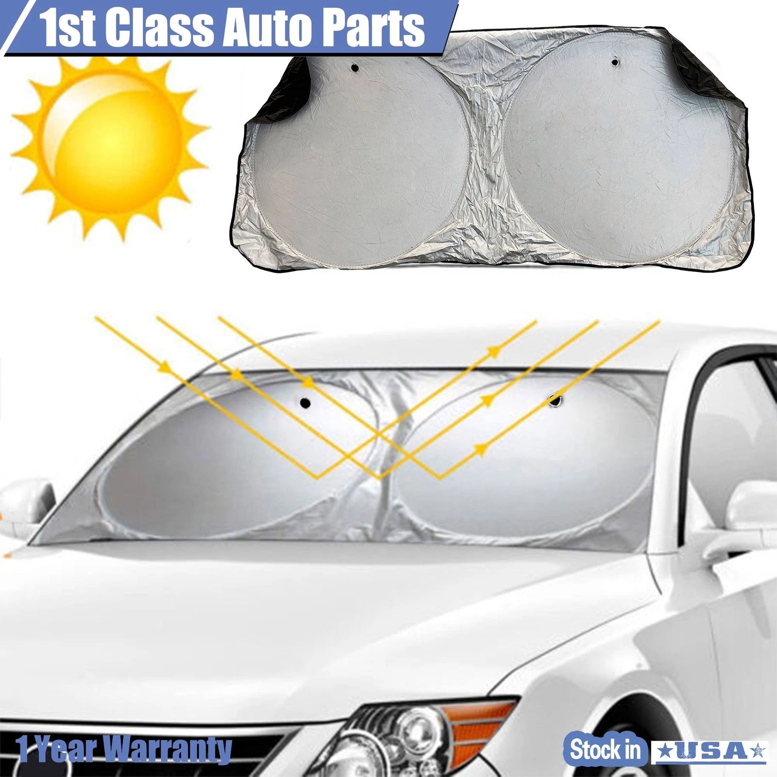 Foldable Windshield Sun Shade for Universal Fit (58"x28")