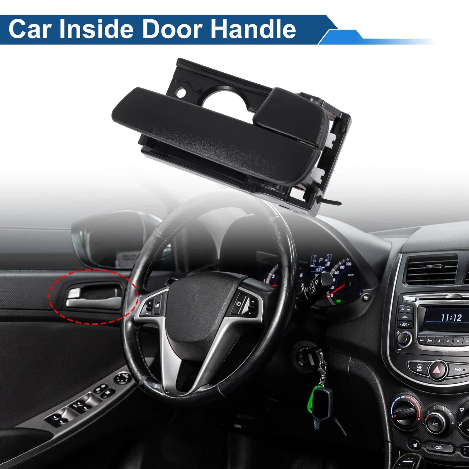 Rear Right Passenger Side Interior Door Handle for Kia Rio (2012–2017) No. 836201G000