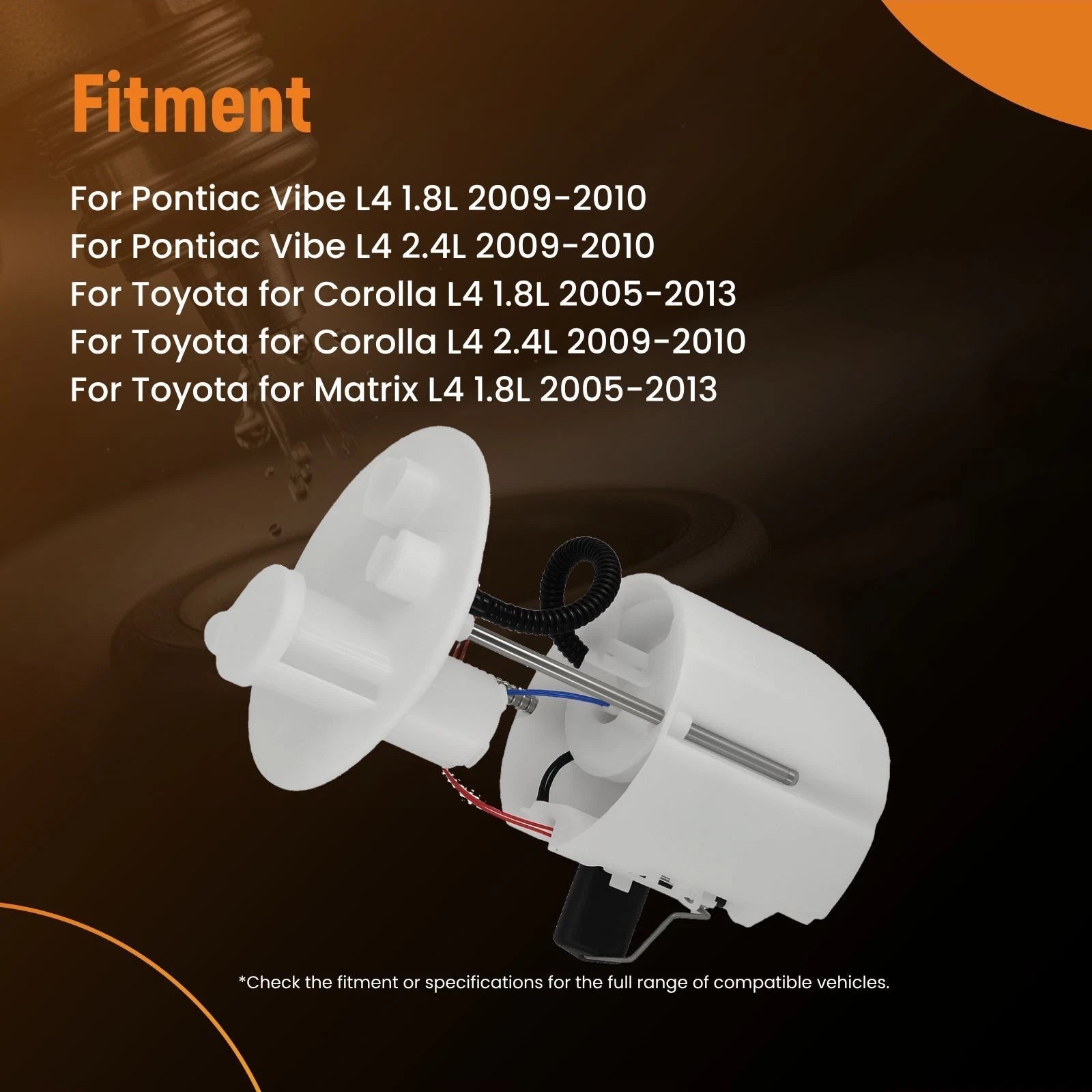 Fuel Pump for Toyota Corolla Matrix Pontiac Vibe 1.8L 2.4L (2005–2013) GAM938