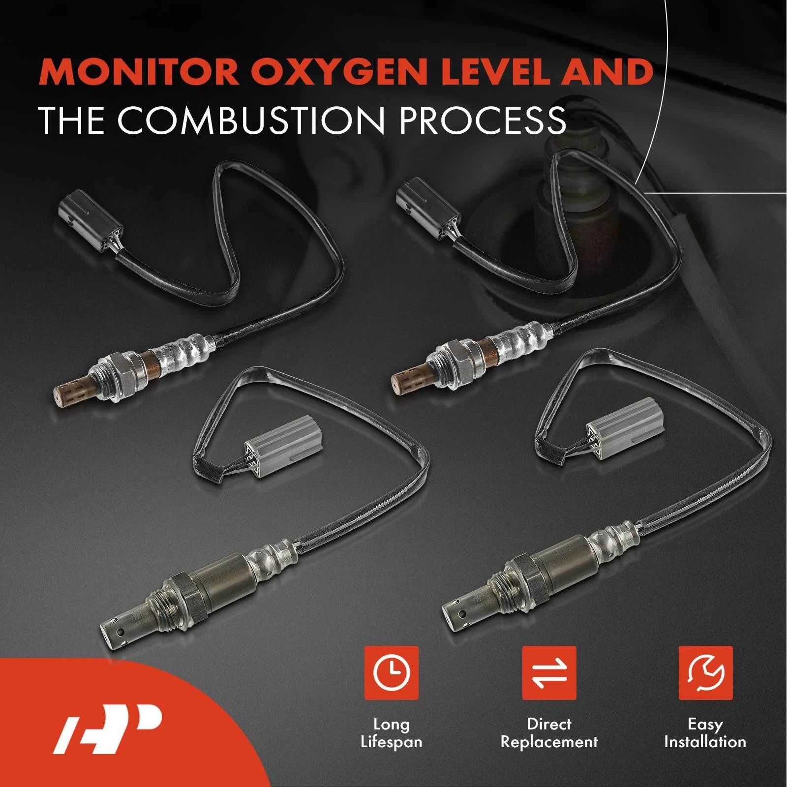 Set of 4 O2 Oxygen Sensors for Nissan 370Z Infiniti G37 (2009–2019)