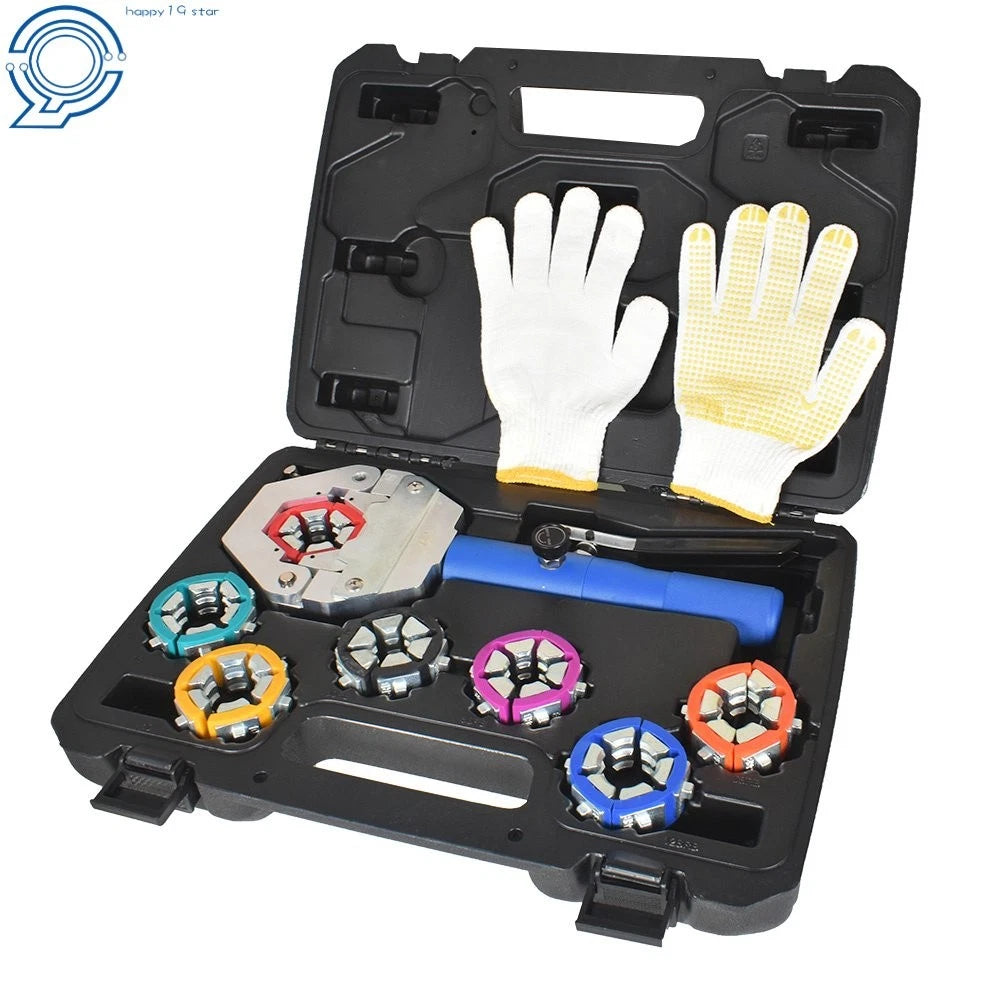 Hydraulic A/C Hose Crimping Tool Set with 7 Dies for Make Model