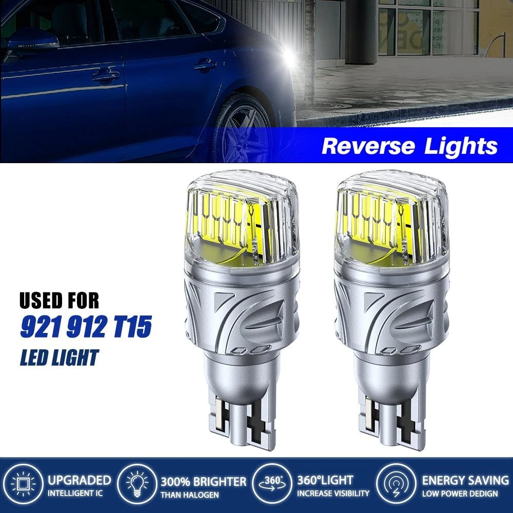 T15 921 912 LED Reverse Backup Light Bulbs W16W 916 (6000K)
