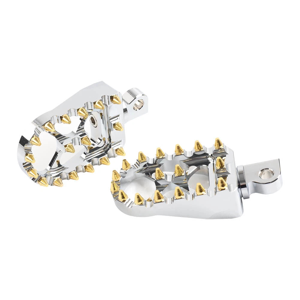 Chrome CNC Wide Fat Foot Pegs for Harley Dyna, Sportster, Fatboy