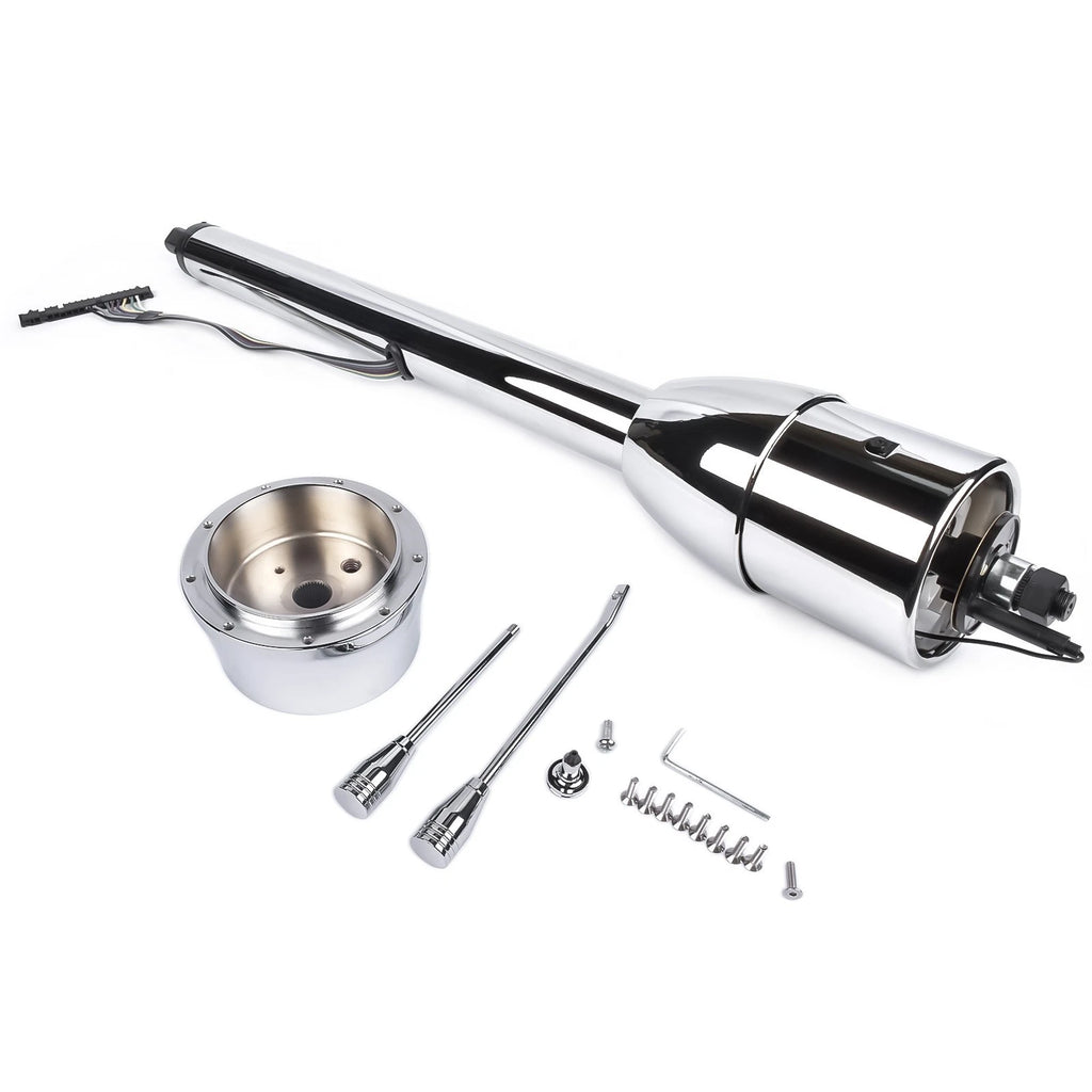 30" Chrome Tilt Steering Column with Wheel Adapter for Hot Rod (No Key)