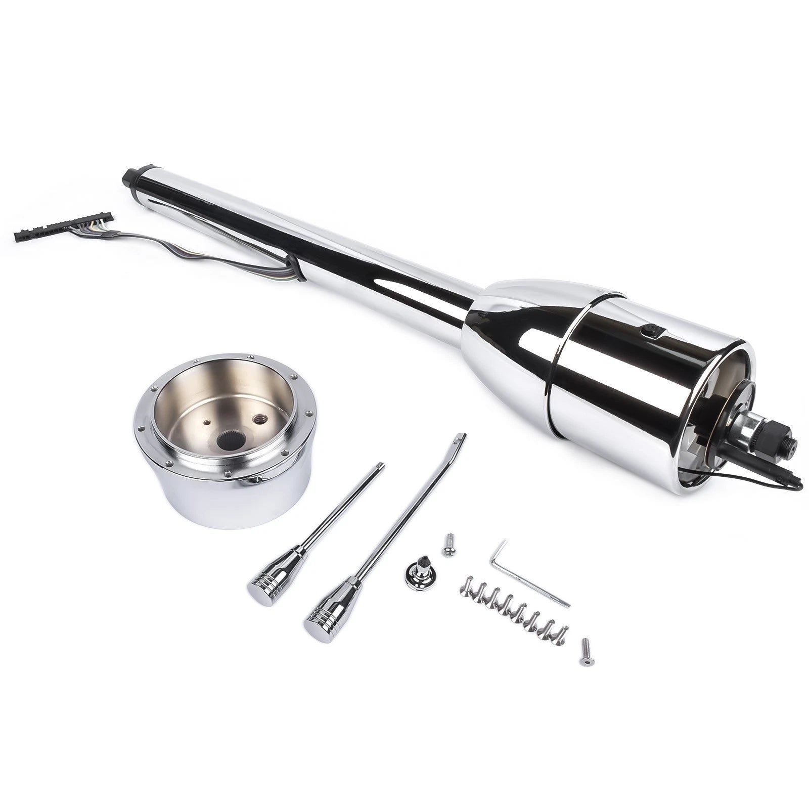 30" Chrome Tilt Steering Column with Wheel Adapter for Hot Rod (No Key)