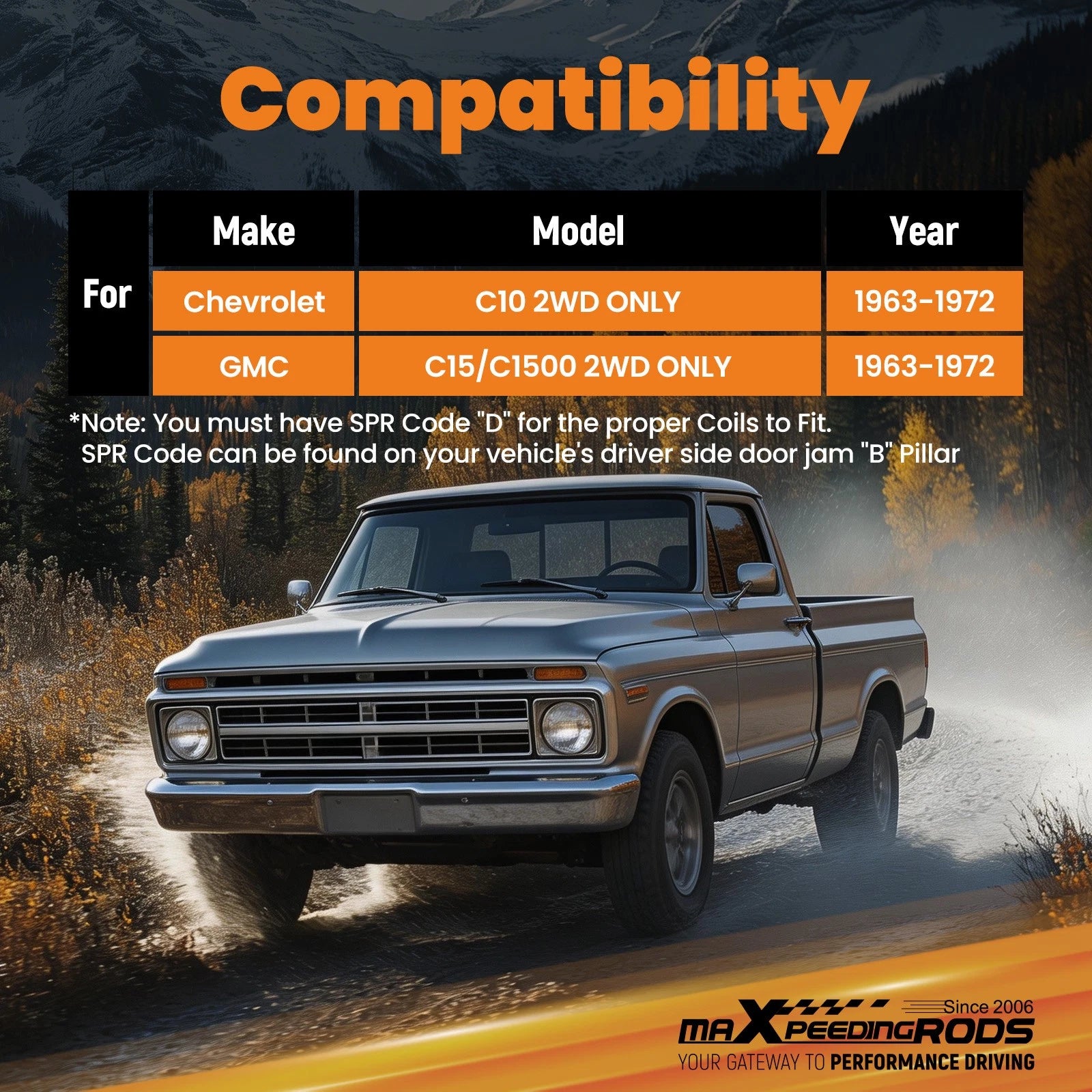 Lowering C Notch Kit for Chevrolet C10 2WD (1963–1972) - Front 3", Rear 5"
