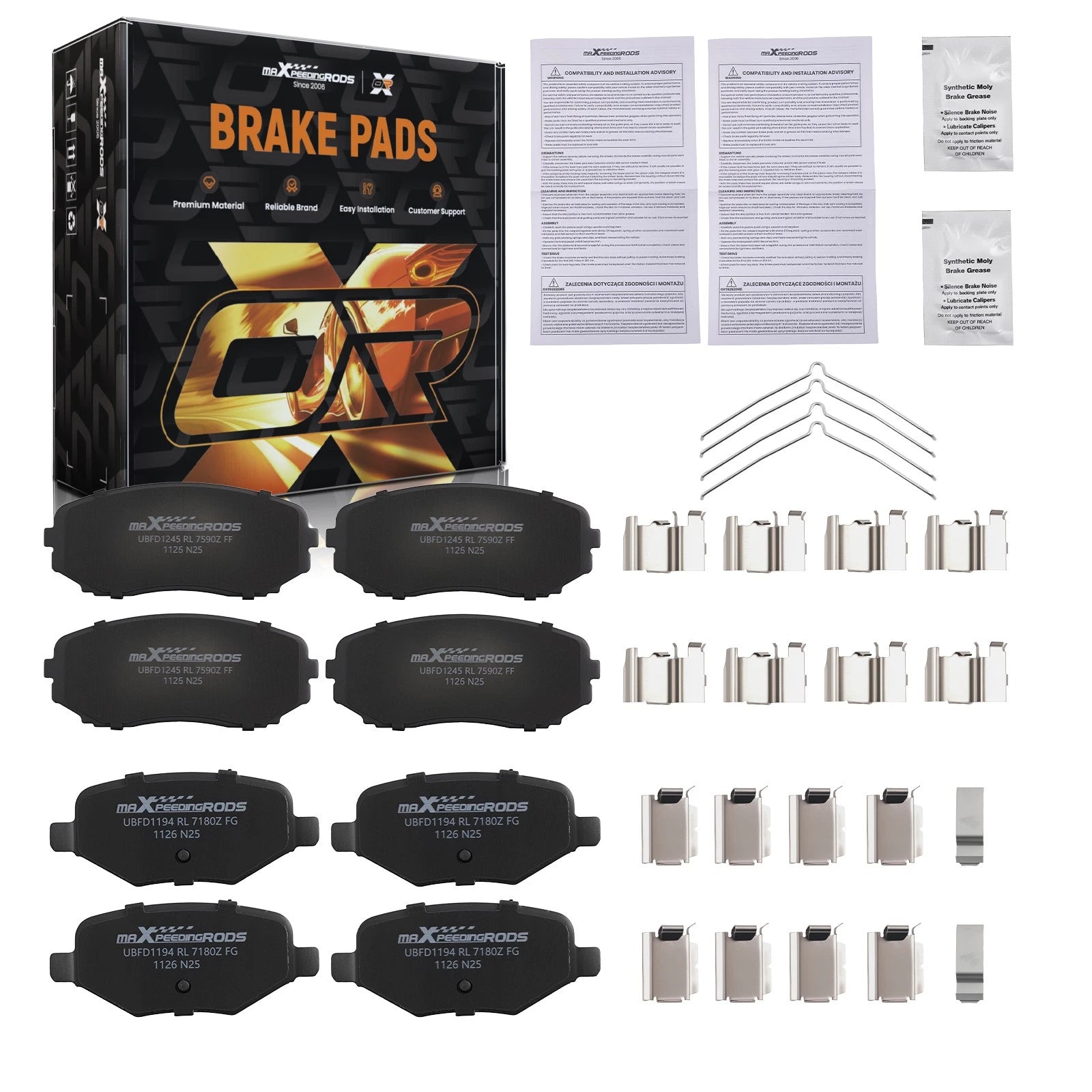 Ceramic Brake Pads Kit for Ford Edge (2011–2014) D1377 D1258
