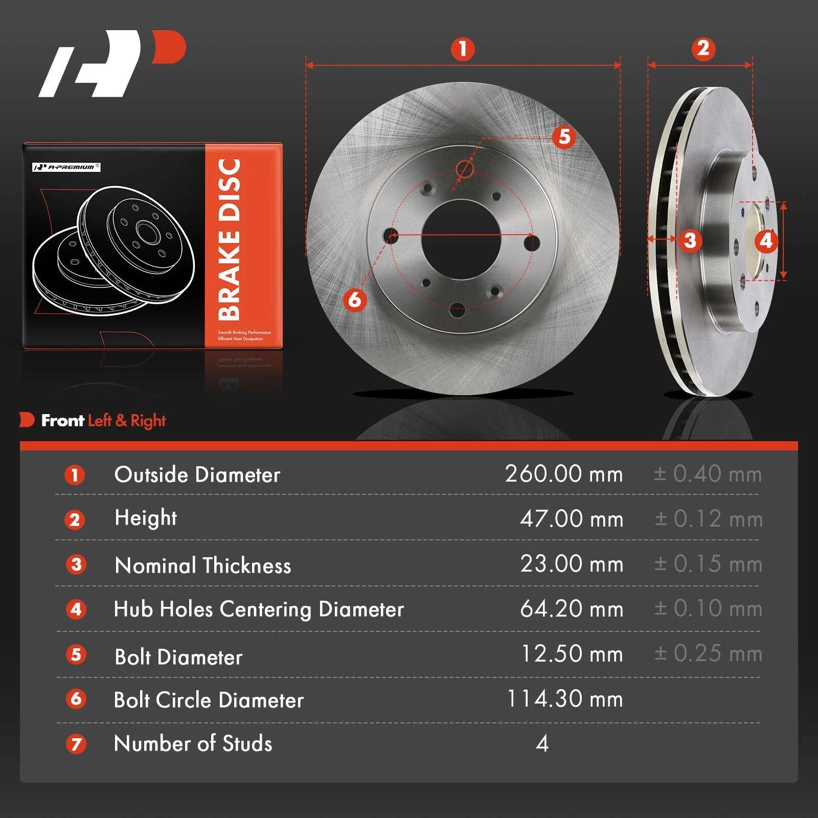 Front Disc Brake Rotors for Honda Accord (1998–2002) Prelude (1992–1996) Acura CL