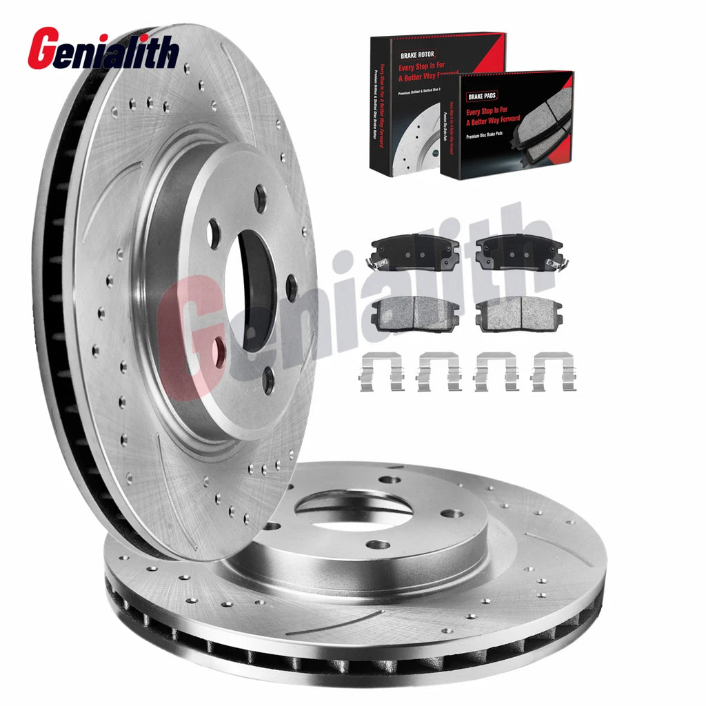 303mm Vented Rear Drilled Slotted Brake Rotors & Pads for Chevy Equinox (2010–2017)