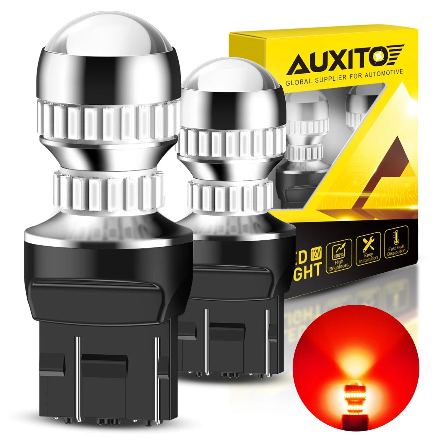 7443 Red LED Strobe Brake Tail Stop Bulbs for EV (Canbus)