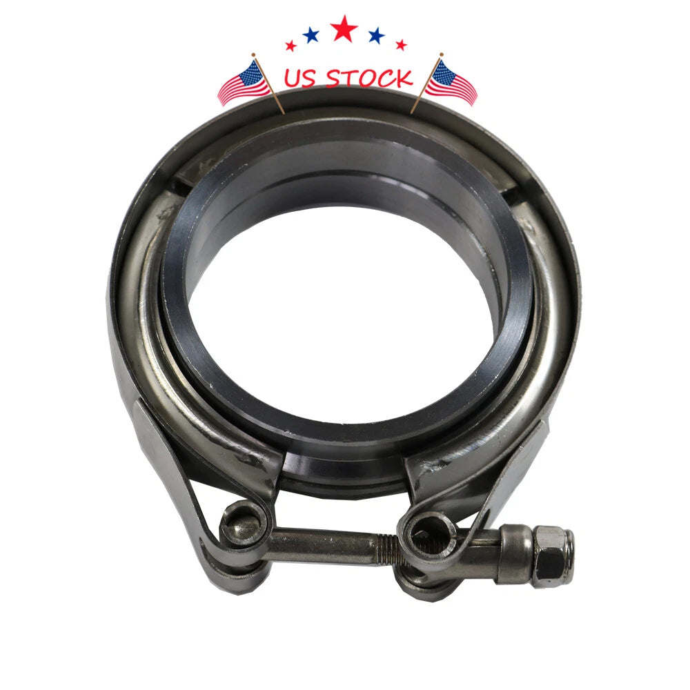 2X V-Band Flange & Clamp Kit for Turbo Exhaust Downpipes (Fits Various Models)