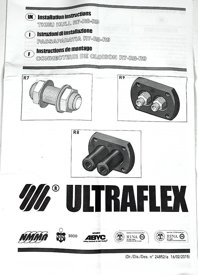 Thru Hull Kit for Uflex R7 (40819J, 8M6001381) 3/4in Fitting Size