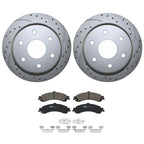 Rear Brake Kit 330mm Drilled Rotors & TRW Ceramic Pads for Cadillac Chevy GMC