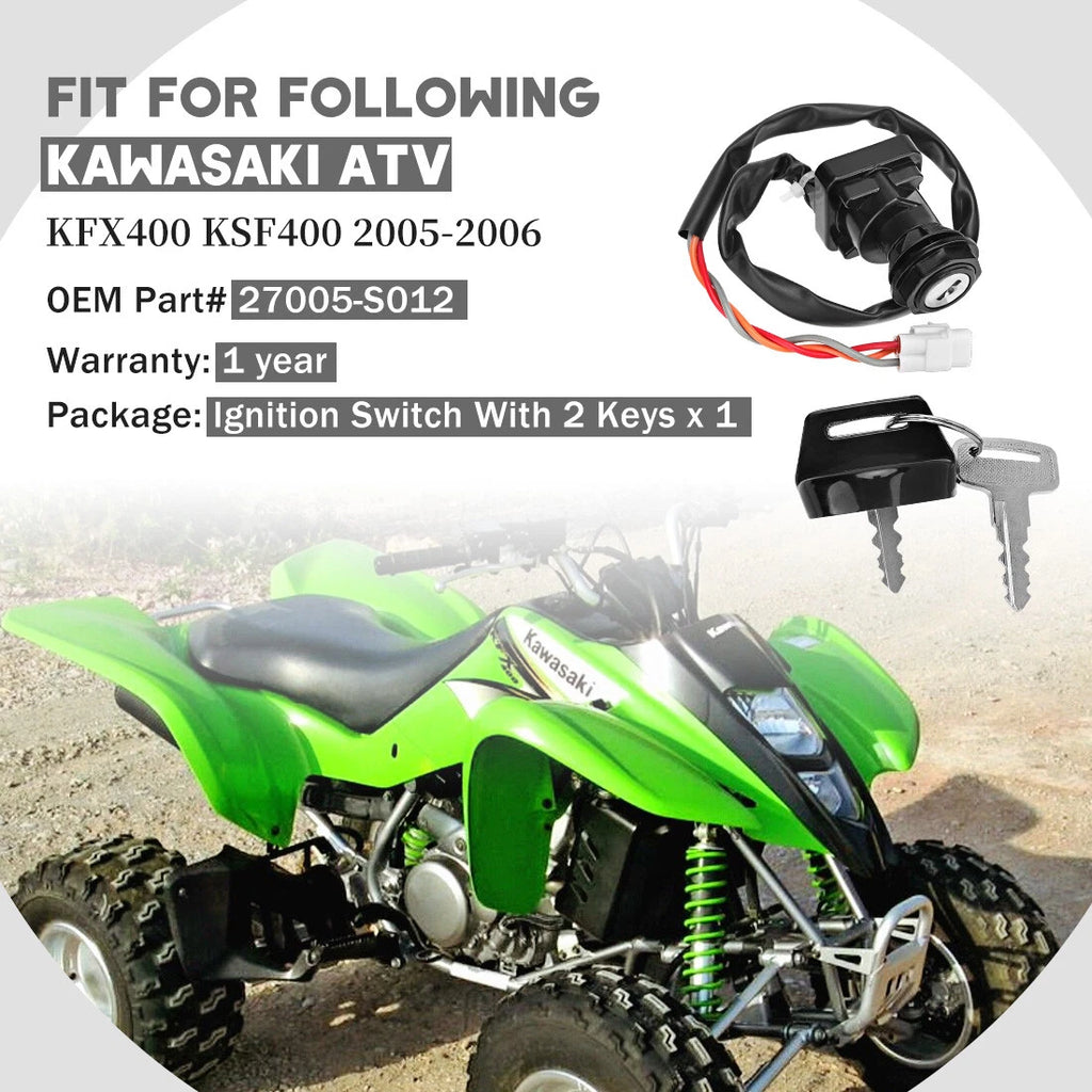 3-Pos Ignition Key Switch for Kawasaki KFX400 / KSF400 (2005–2006) 27005-S012