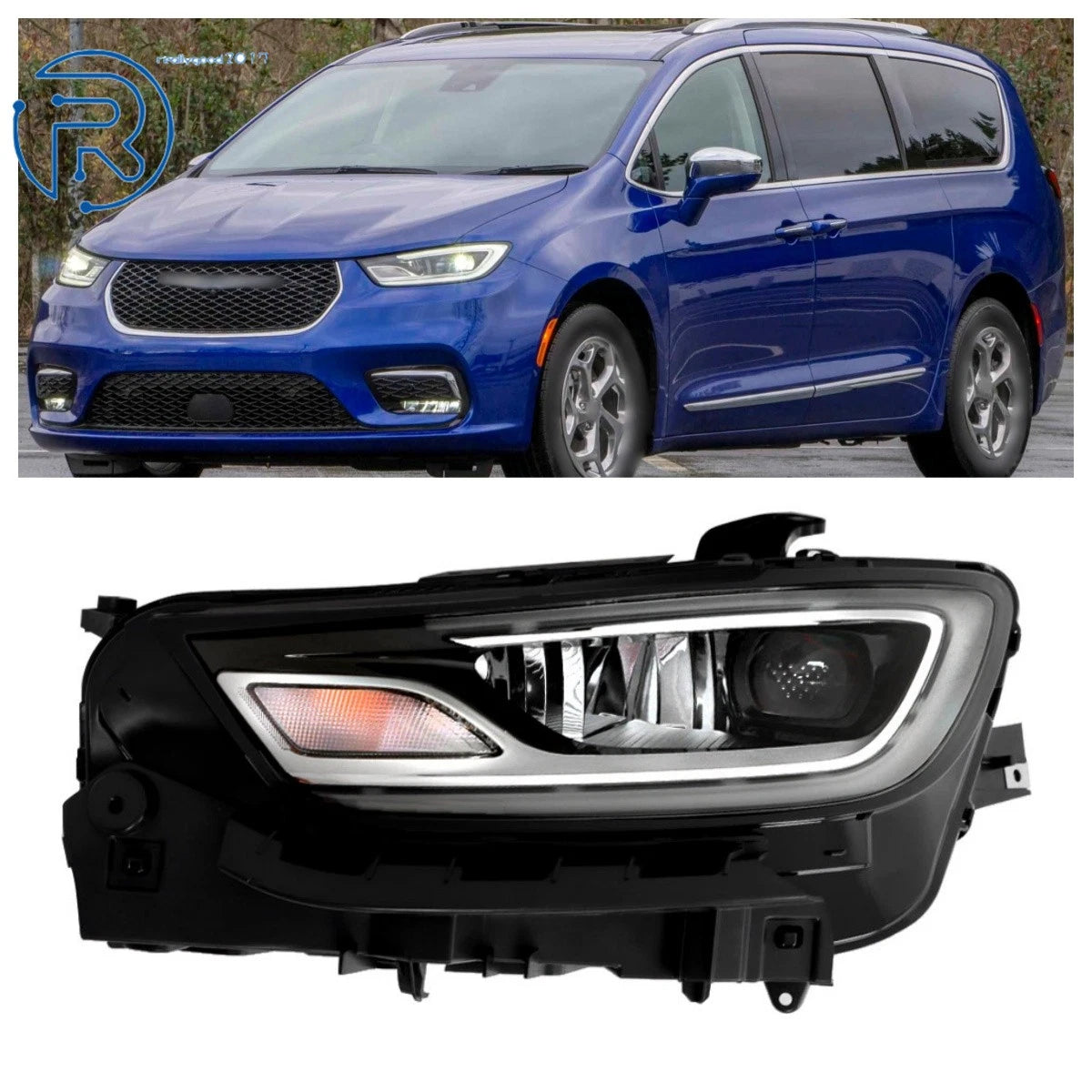 Left Side LED Headlight for Chrysler Pacifica (2021–2023) Black Housing
