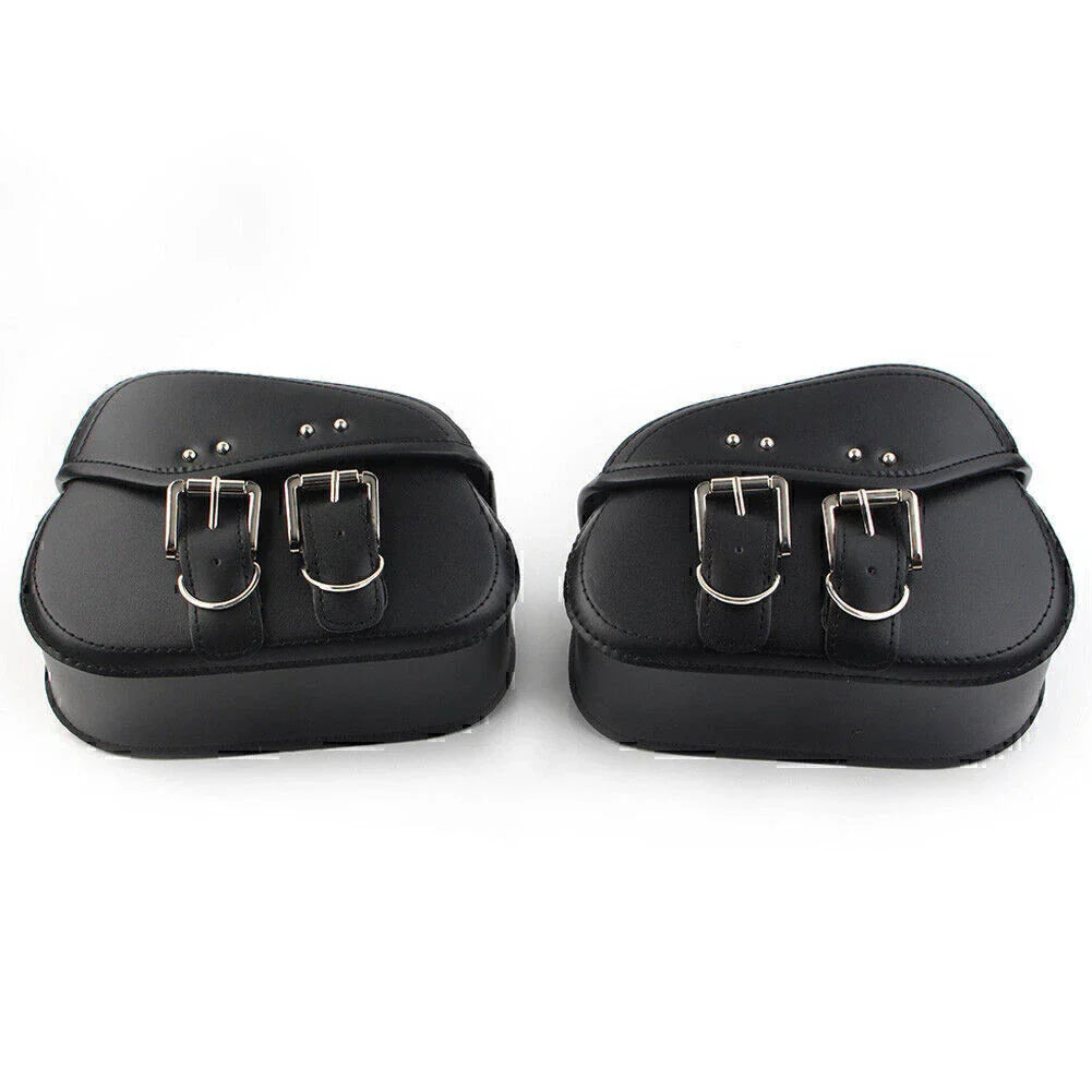 Black PU Leather Saddle Bags for Sportster Dyna Motorcycle