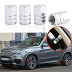 Wheel Tire Valve Stem Caps for Universal Fit Car Bike (4-Pack, Silver)