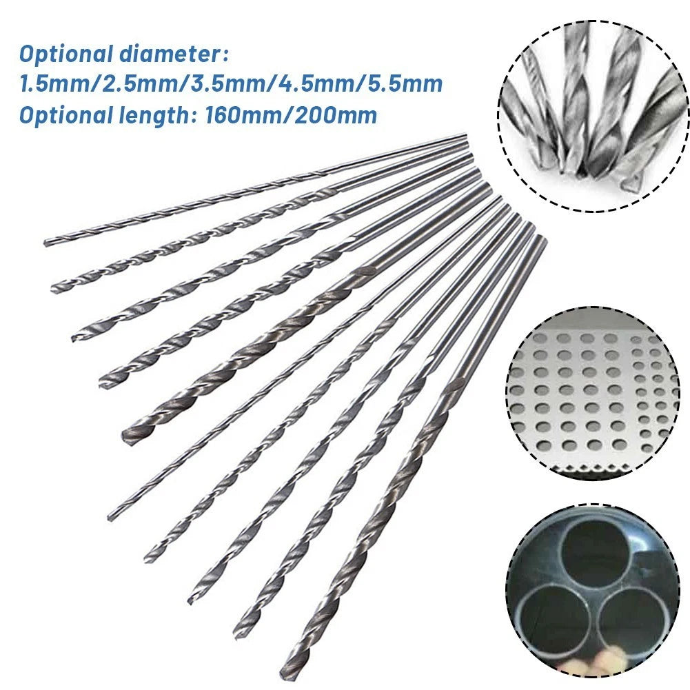 HSS Drill Bit Set of 5 Extra Long Straight Shank 1-5mm Diameter