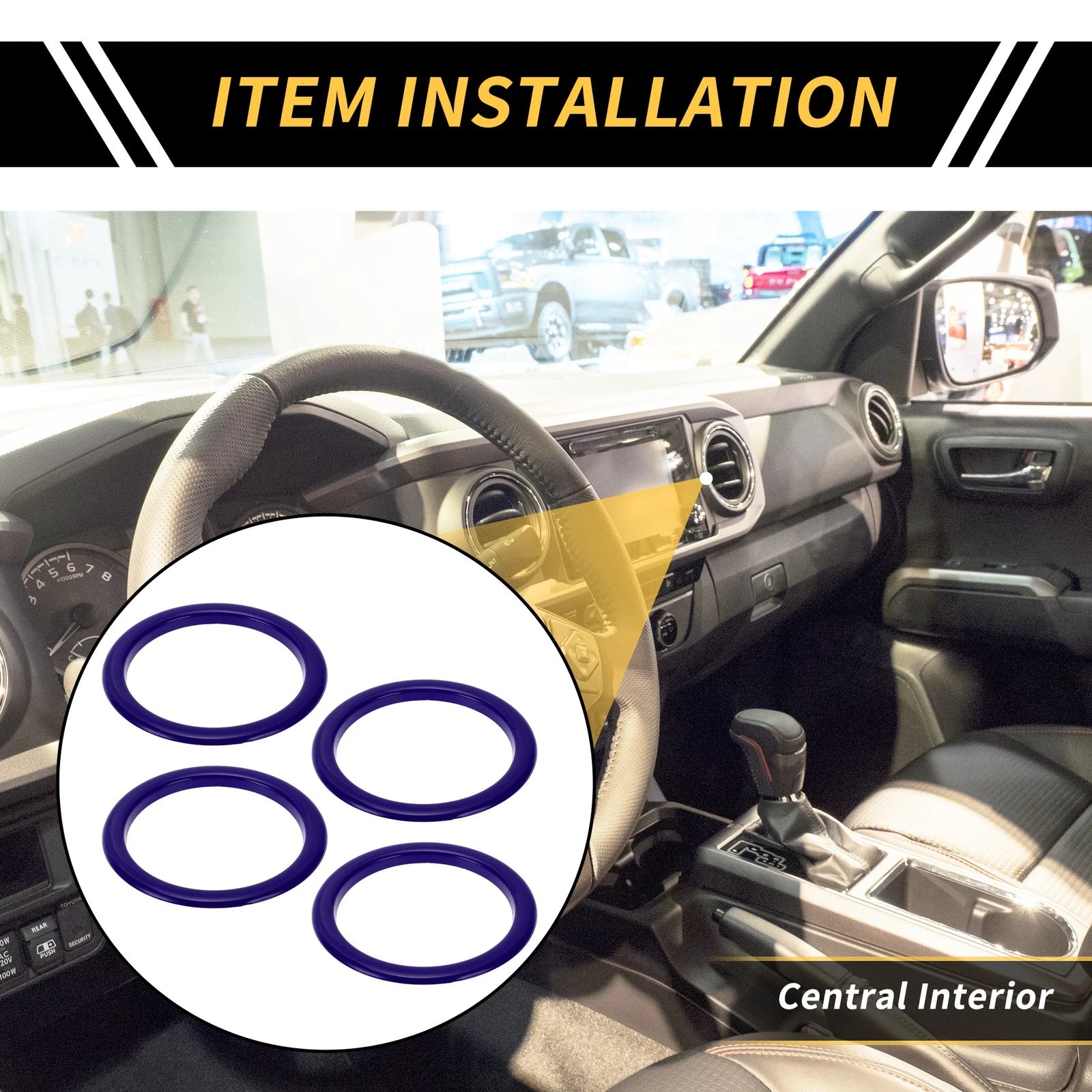 Set of 4 Blue AC Vent Dashboard Decoration Rings for Toyota Tundra (2014–2021)