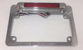Chrome Motorcycle License Plate Frame Replacement with LED Third Brake Light for