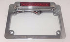 Chrome Motorcycle License Plate Frame Replacement with LED Third Brake Light for